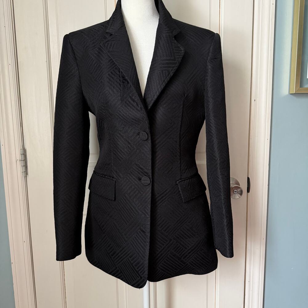 NWOT Zara Jacquard Blazer Small Black Geometric Minkmalist Office Professional - Picture 4 of 12